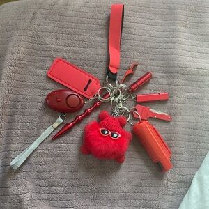 Self Defense key chain set/Keychain Charm with Accessories—Red/ 10 pieces